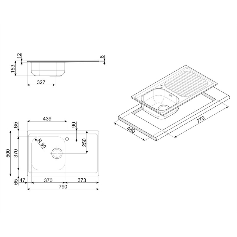 Fregadero Smeg LYP791D, Acero Inoxidable