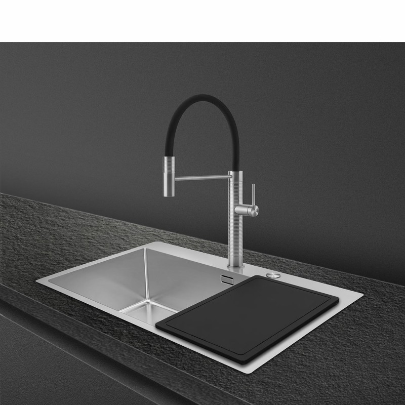 Grifo Smeg MID6SS, monomando, Acero inox
