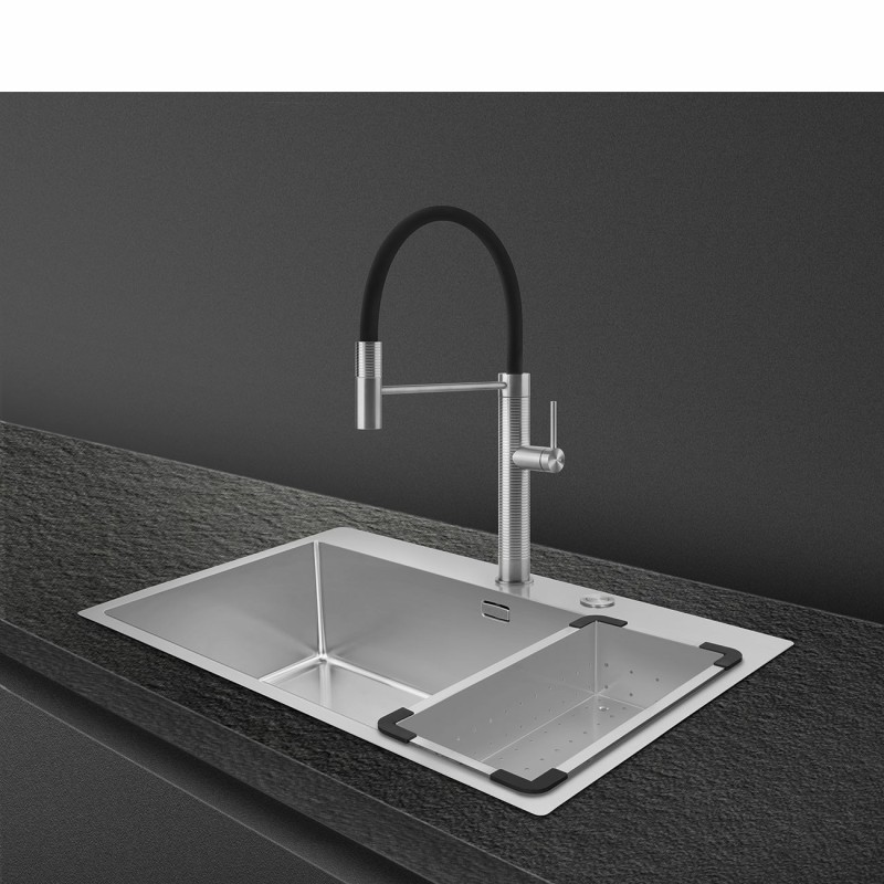 Grifo Smeg MID6SS, monomando, Acero inox