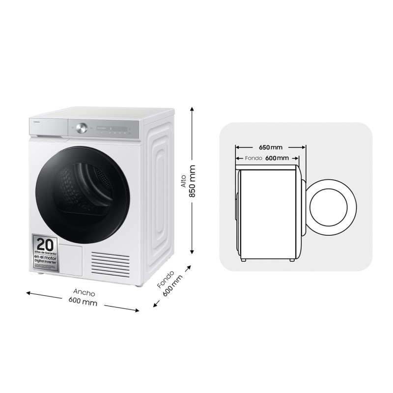 Secadora Samsung DV90DB8845GHU3, A, 9 KG